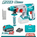 TOTAL Bušilica Aku Čekić 20V + 2x4,0Ah,Punjač)