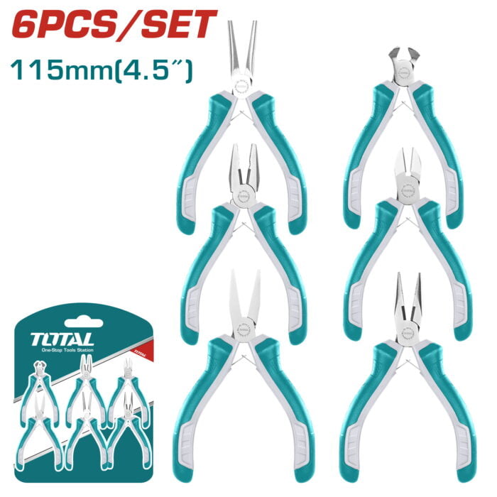 TOTAL 6-dijelni set mini kliješta 115 mm