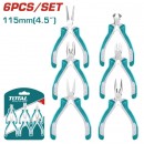 TOTAL 6-dijelni set mini kliješta 115 mm